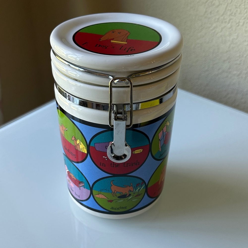 A Dog's Life by Ursula Dodge Design Ceramic Dog Food or Treat Container